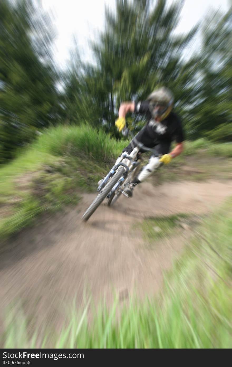 Mountain biker with zooming effect. Mountain biker with zooming effect