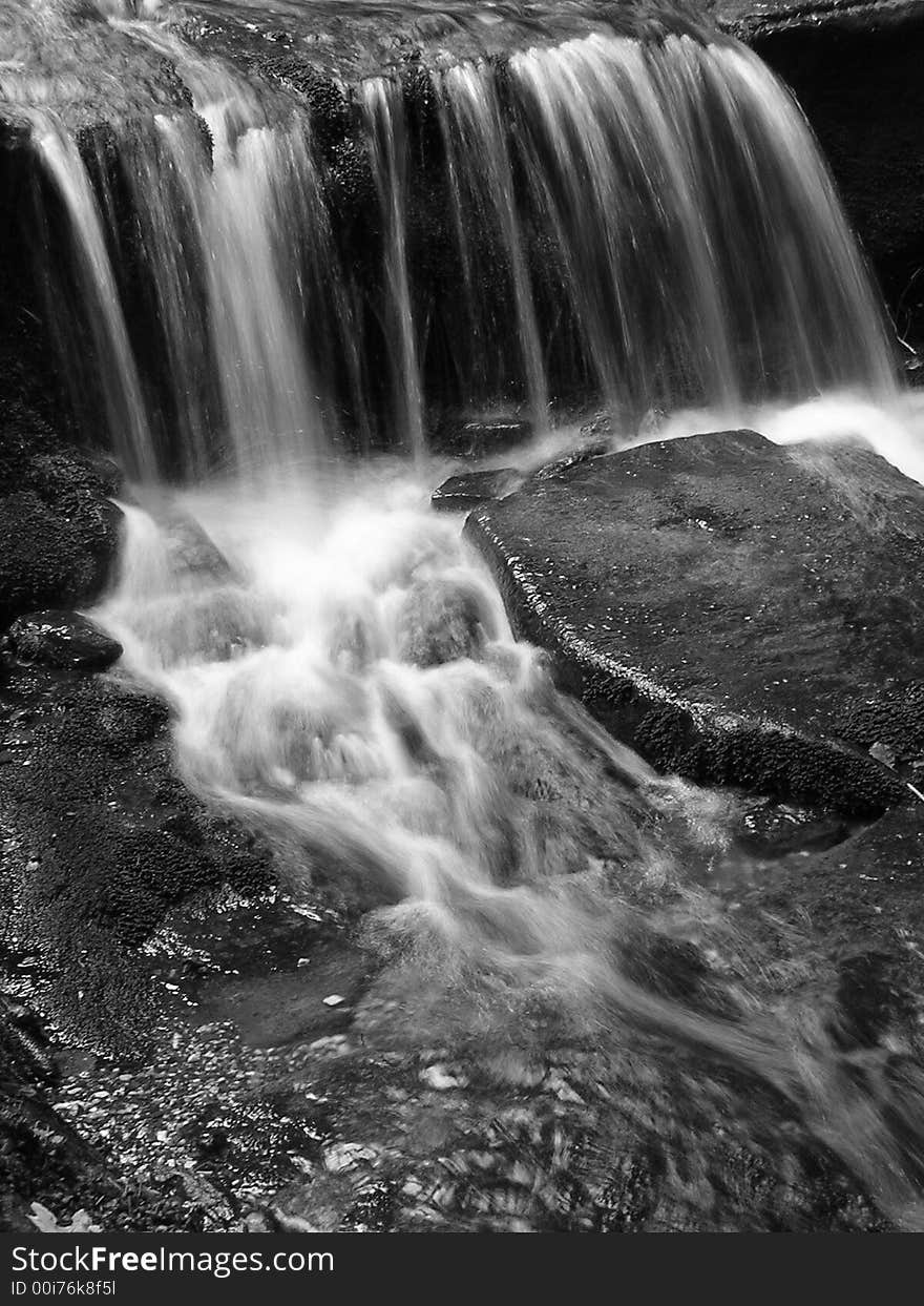 Waterfall in behemia forest bw