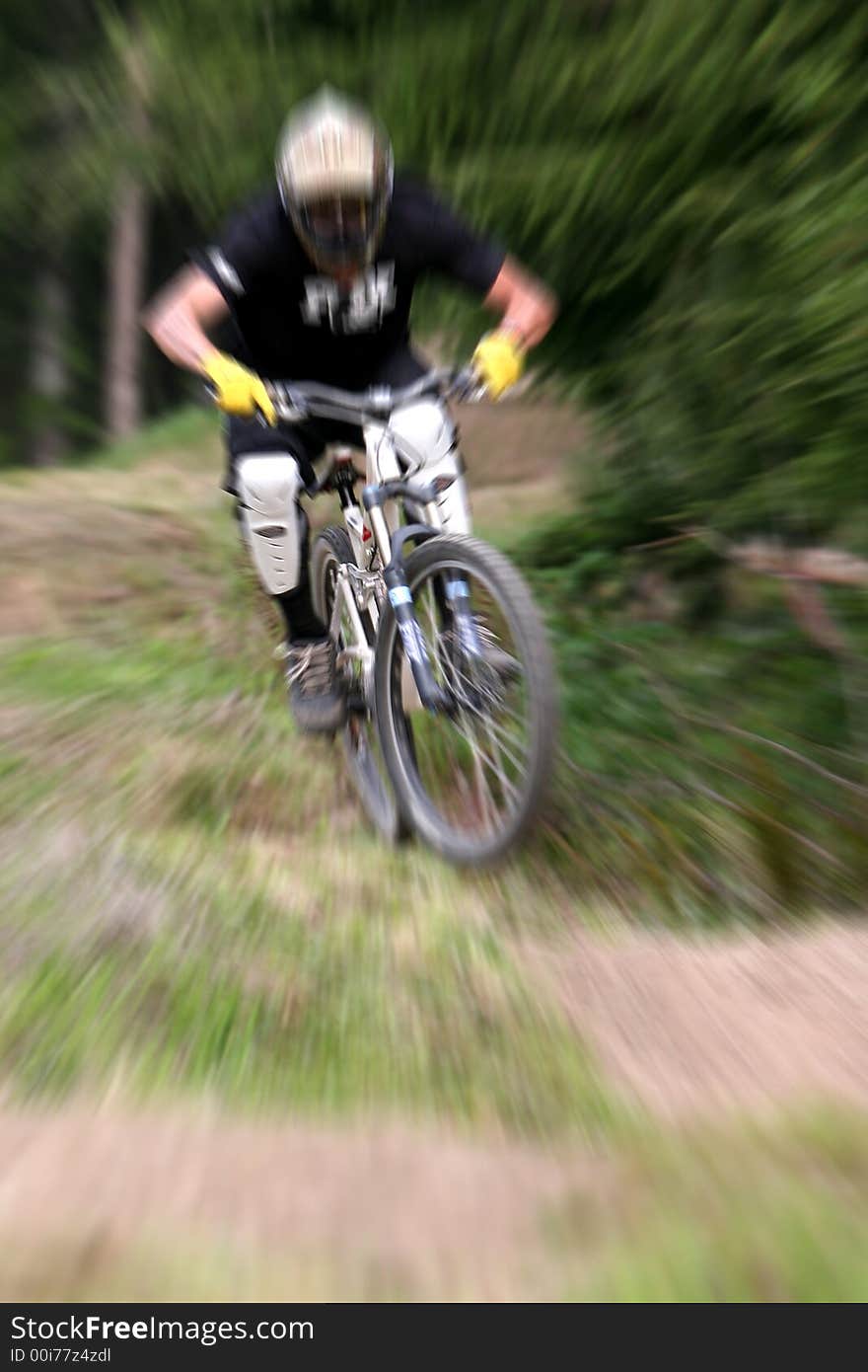 Mountain biker with zooming effect. Mountain biker with zooming effect