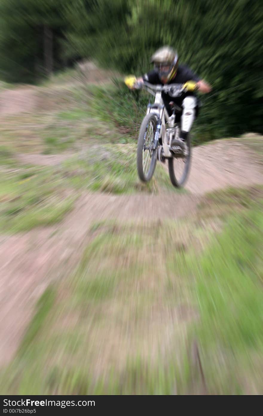 Mountain biker with zooming effect. Mountain biker with zooming effect