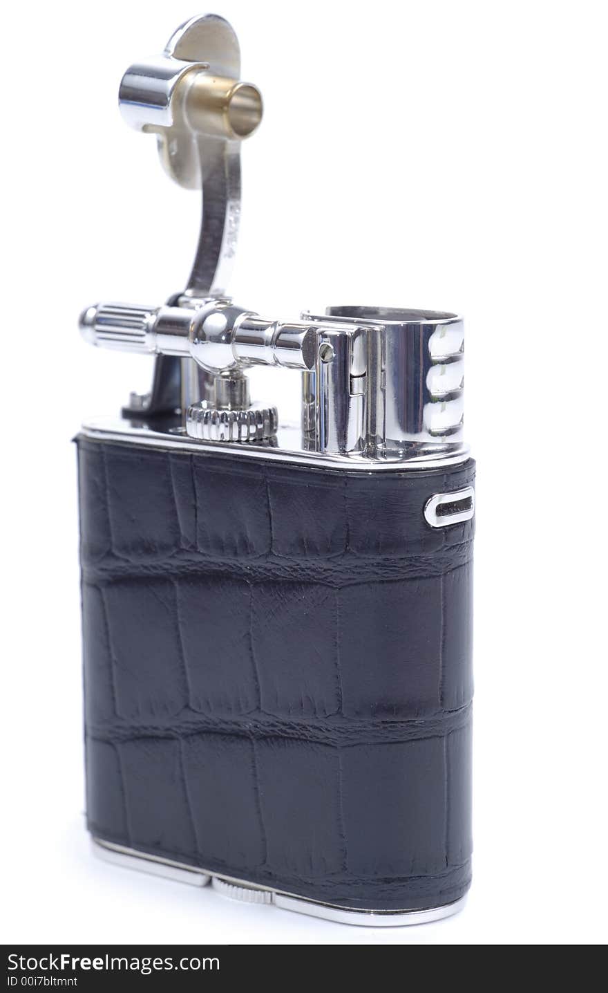 Black old time fashioned cigarette lighter isolated over white background. Black old time fashioned cigarette lighter isolated over white background