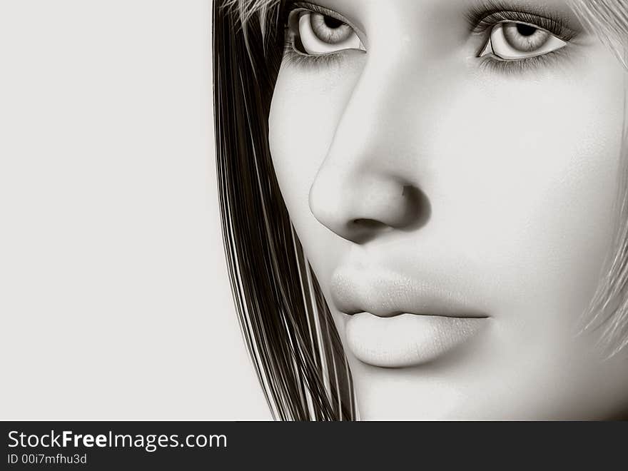 3D render of a womans face