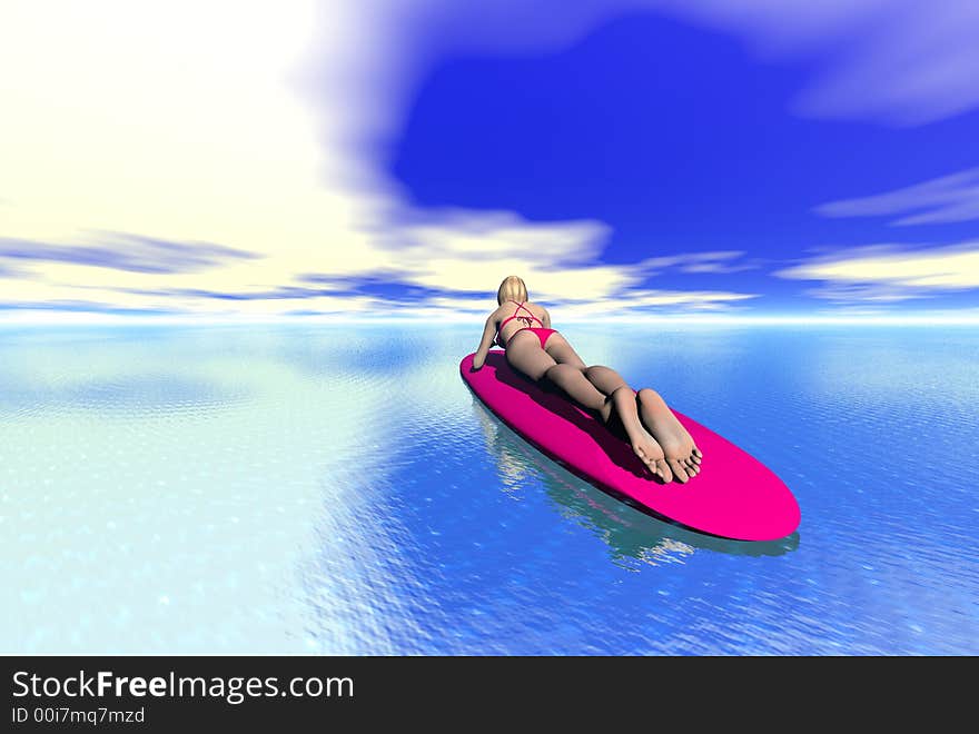 3D render of a womans surfer