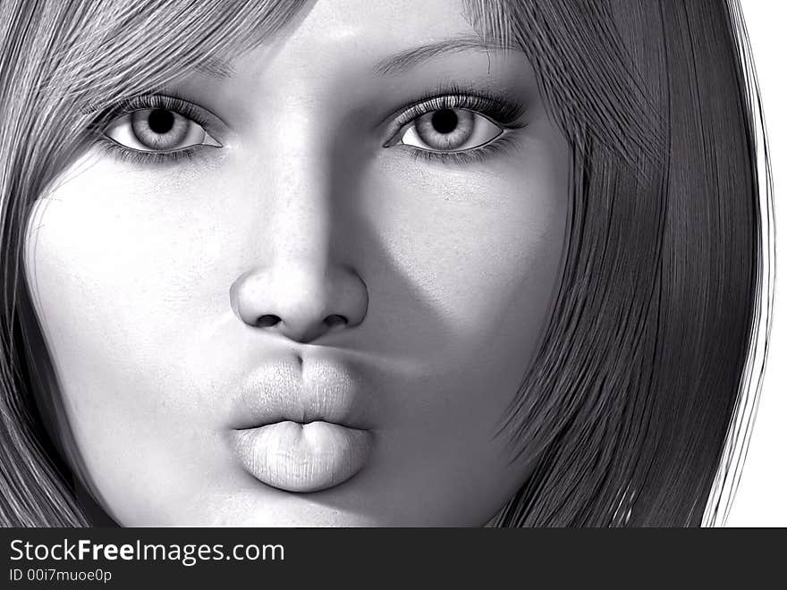 3D render of a womans face