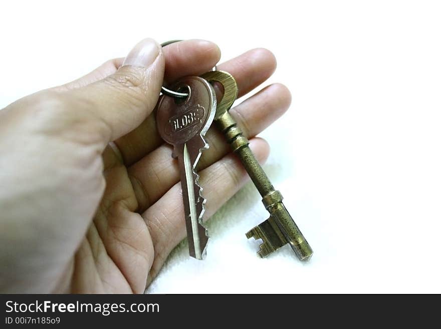 Hand holding a set of keys - close up