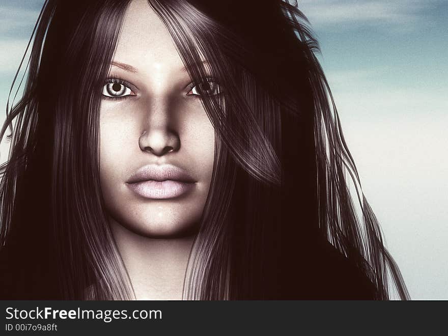 3D render of a womans face