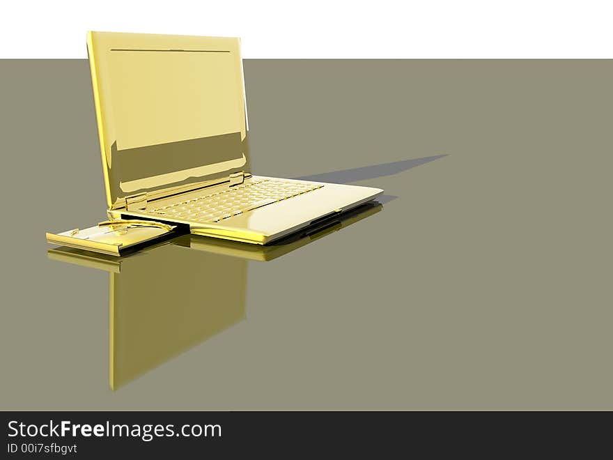 3D render of a laptop