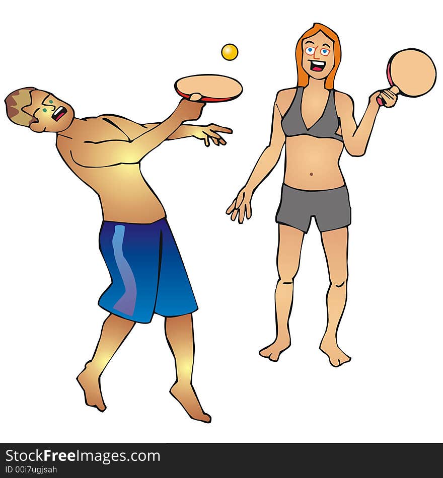 A Couple Playing Racketball