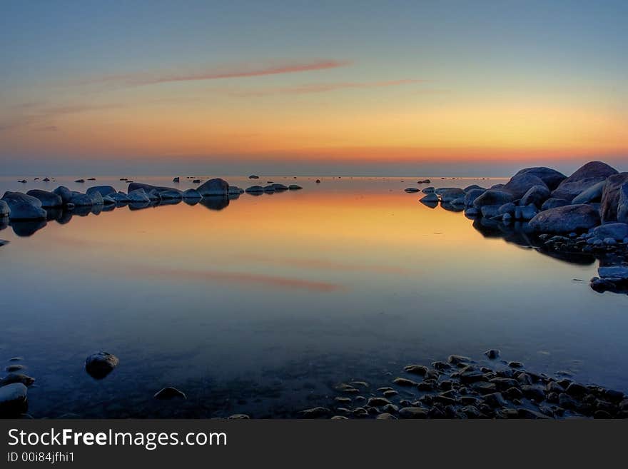 Sunset at baltic sea coast. Sunset at baltic sea coast.