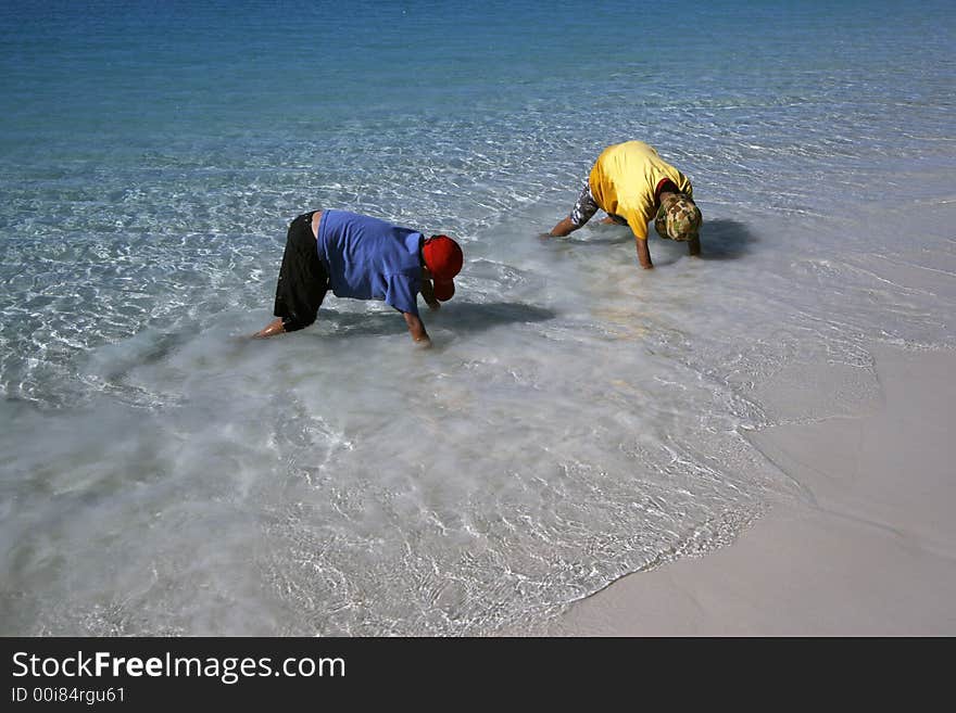 Boys at Whitehaven beach