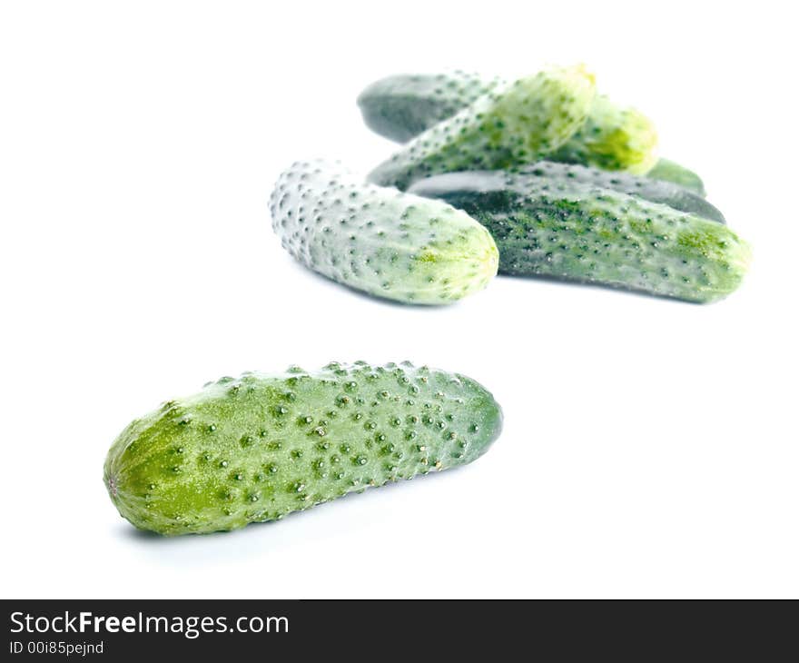 Fresh cucumbers on white background