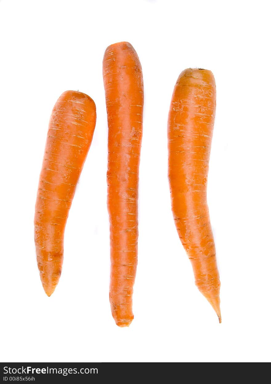 Fresh carrots isolated on white