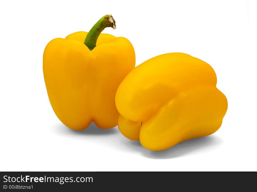 Isolated sweet yellow peppers