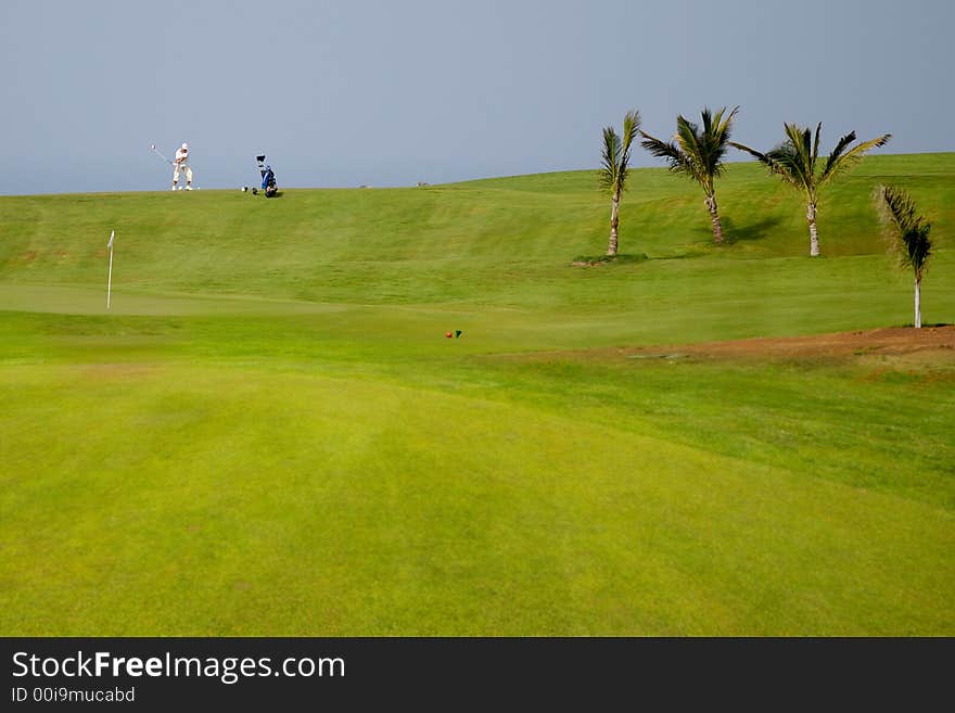 Golfer at exotic destination