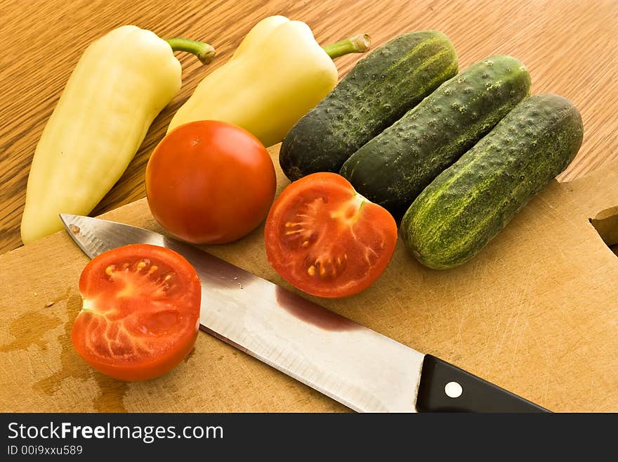 Vegetables on chopping board