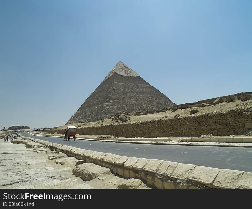 Road at the Greate Pyramid of Giza. Egypt Cairo