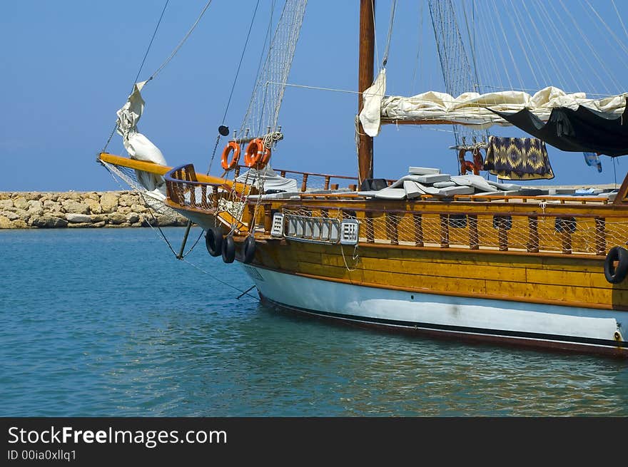 Colorful boat in the ocean