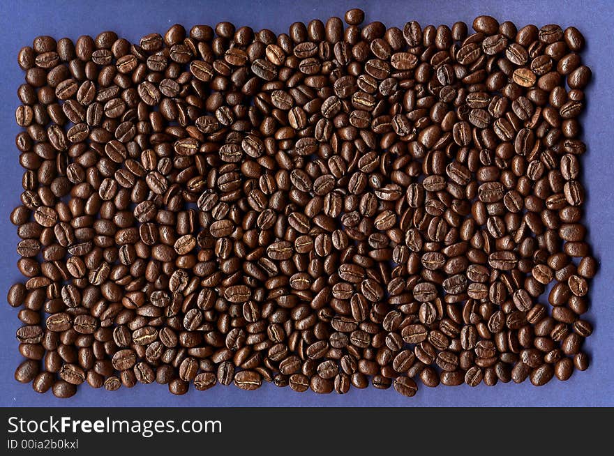 Coffee-beans on blue background