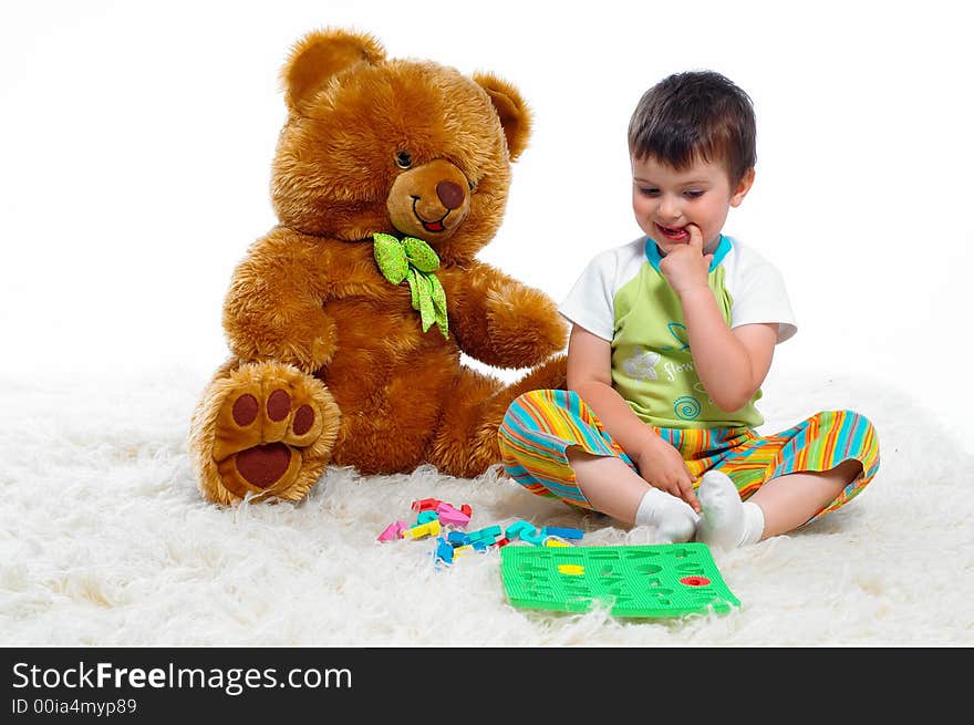 Little girl with plush - bear