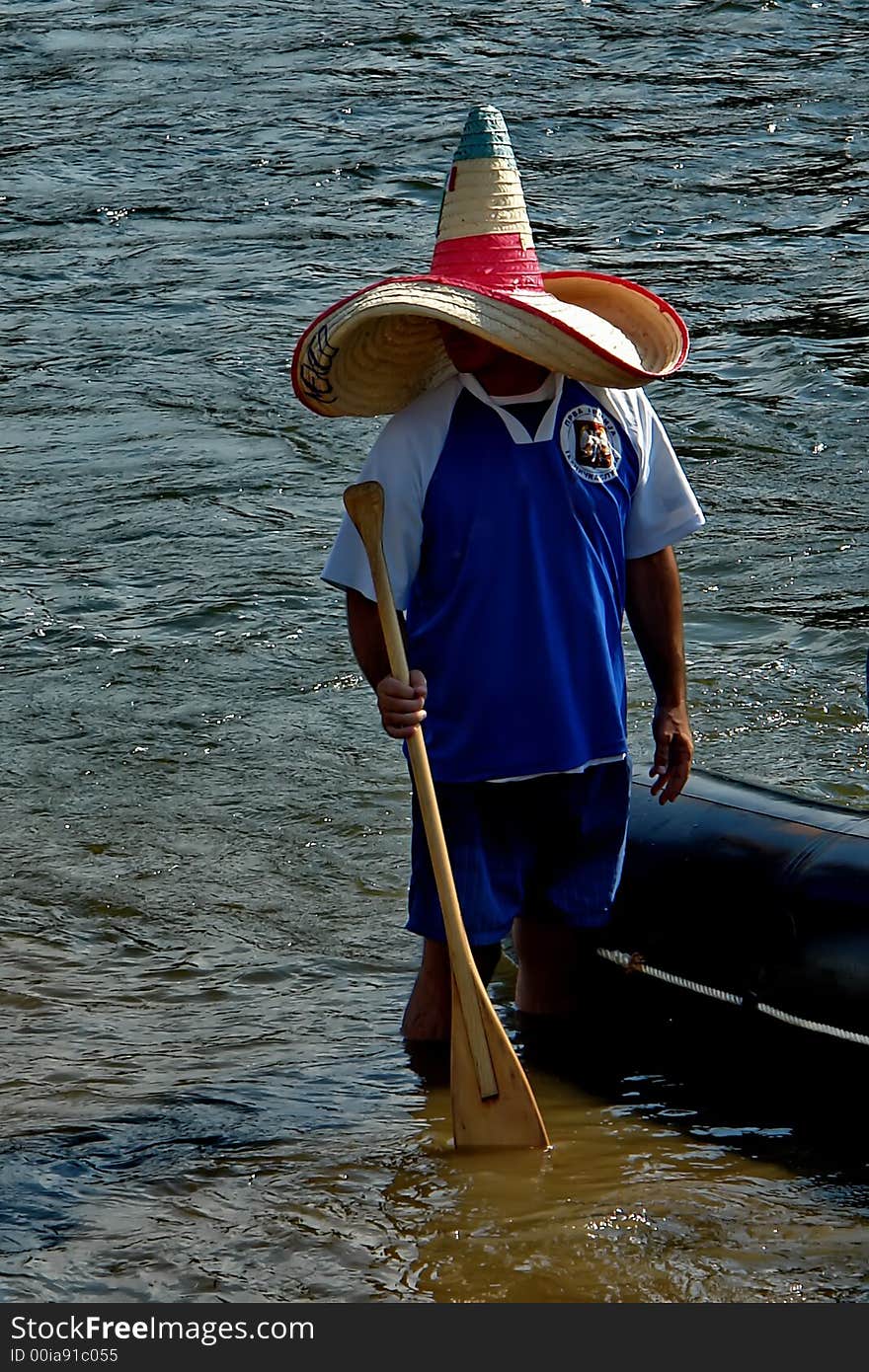 Oarsman after finish the drift.