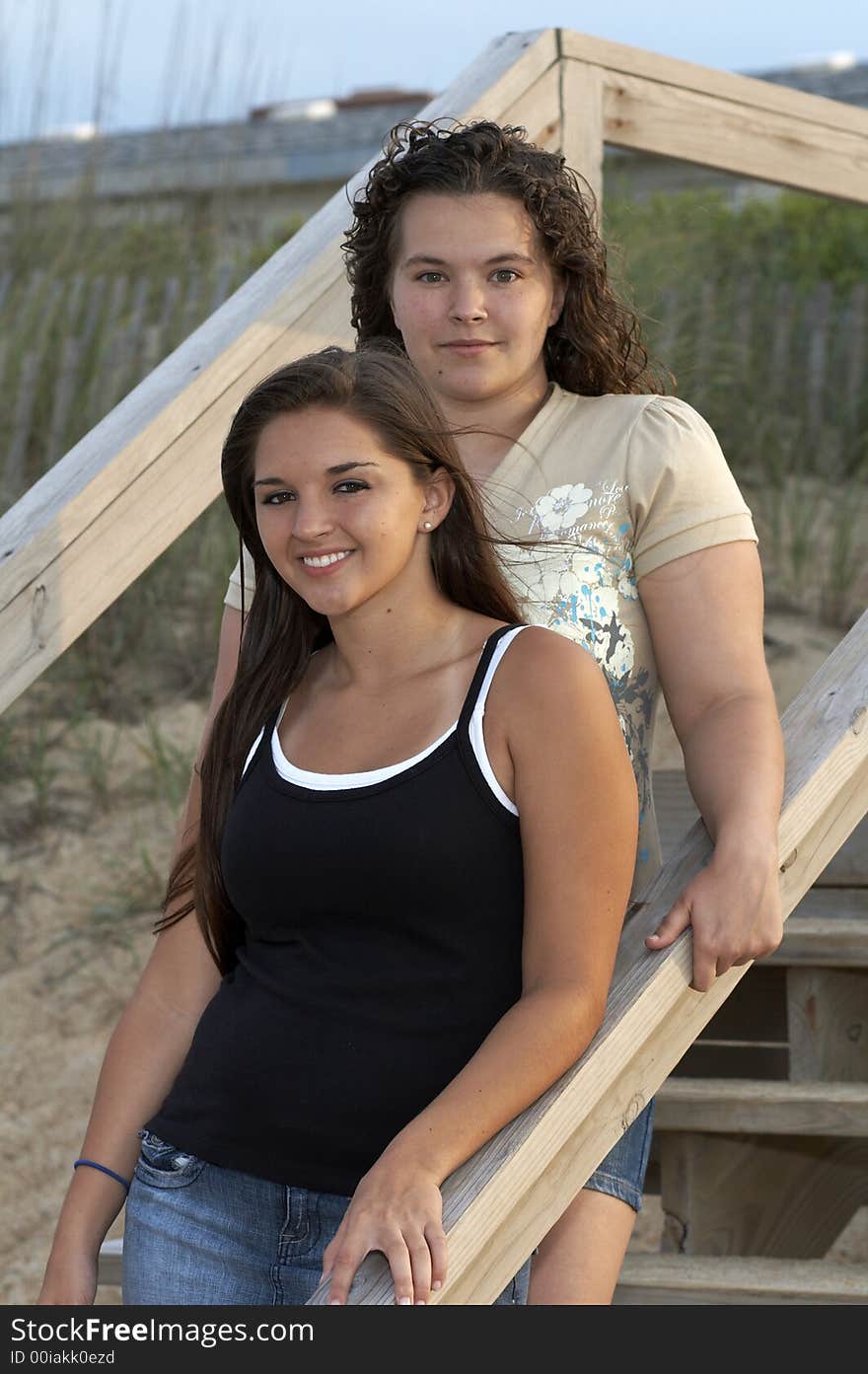 Young teen sisters on the beach. Young teen sisters on the beach