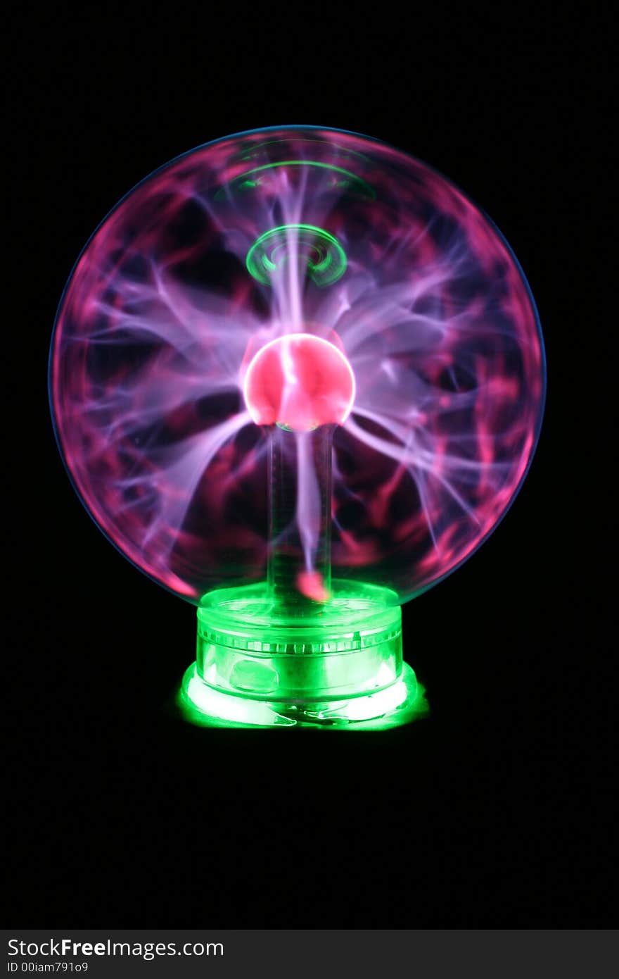 Plasma ball with green neon lights