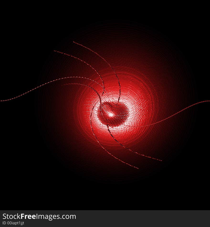 Abstract illustrated cherry drawn on a black background