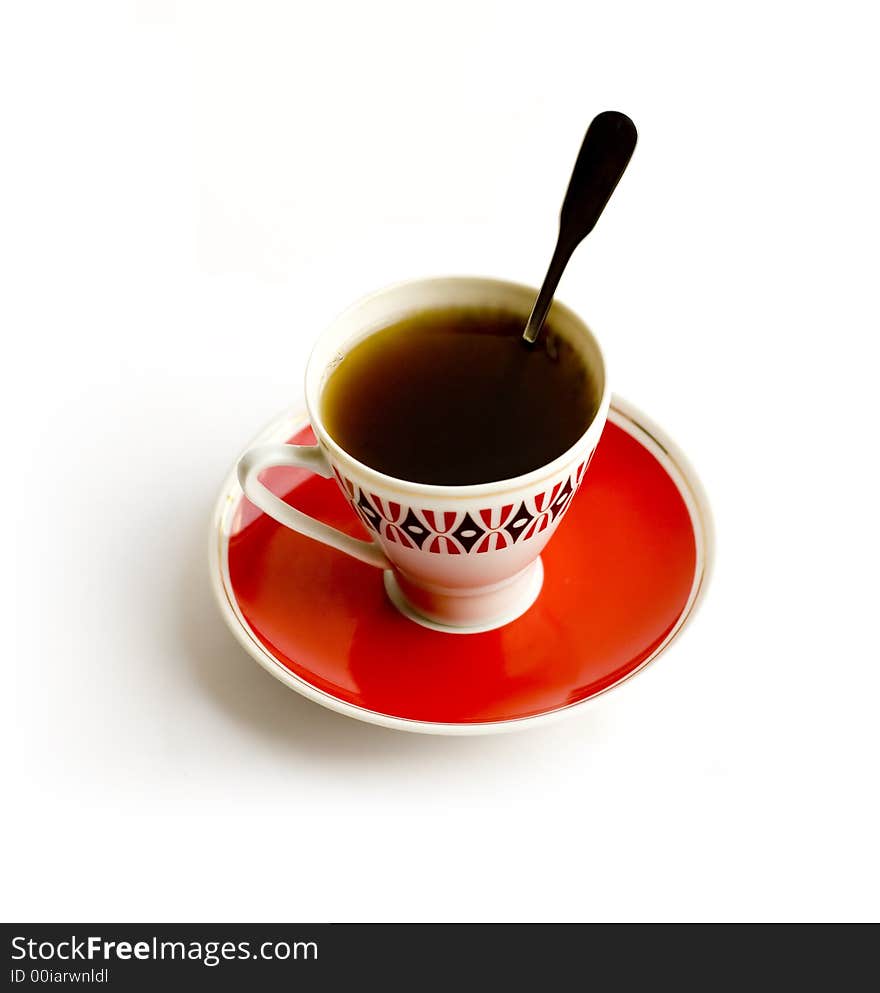 Cup of black coffee on white background. Cup of black coffee on white background