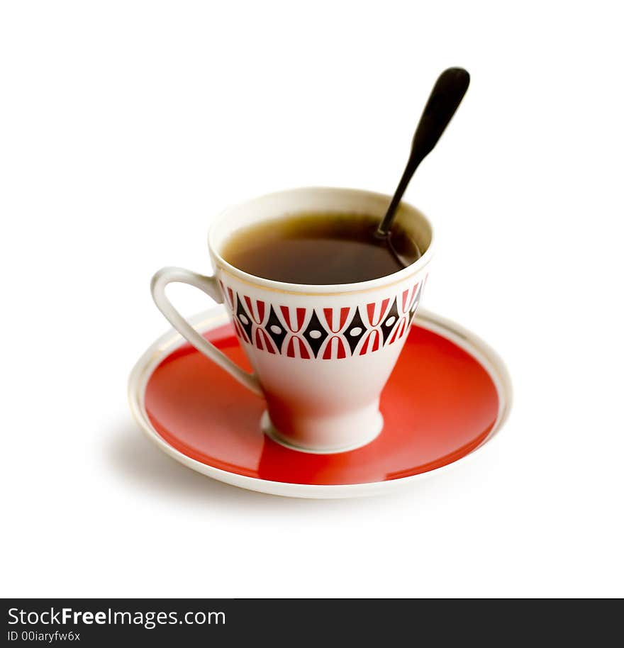 Cup of black coffee on white background. Cup of black coffee on white background