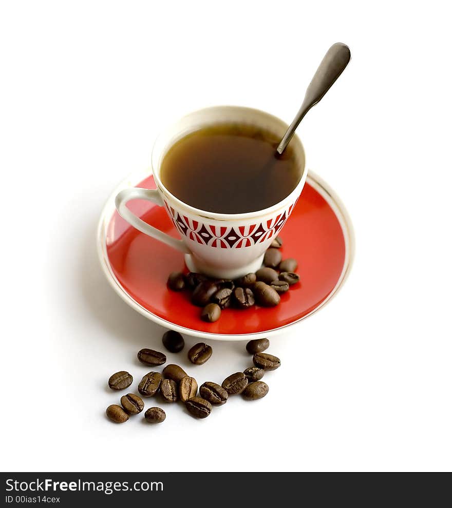 Cup of black coffee on white background. Cup of black coffee on white background