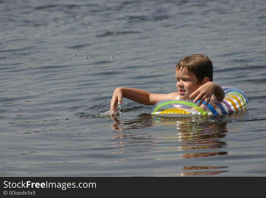 Boy bathe in river Dnepr