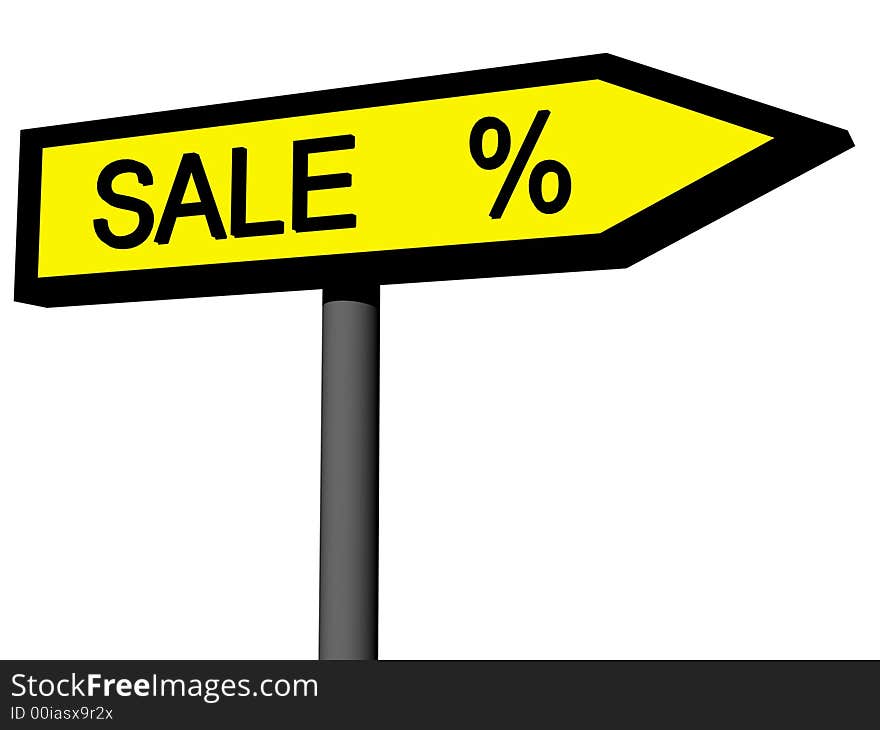 Sign SALE % isolated on a white background