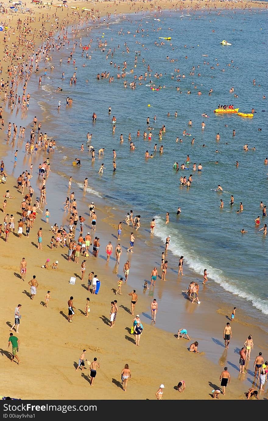 Beach scene at Portimão, Algarve, Portugal.