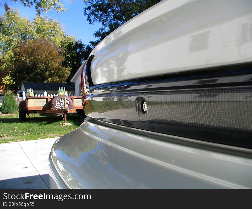 The rear bumper of a car. The rear bumper of a car.