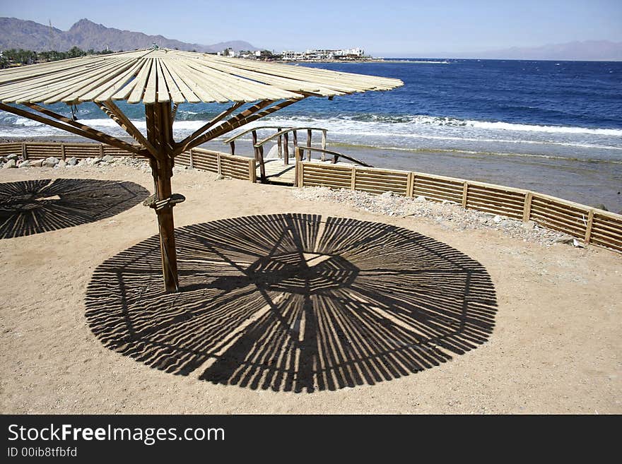 Parasol on beach, red sea