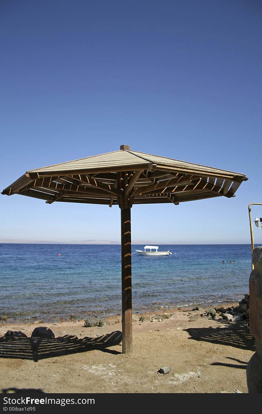 Parasol on beach, red sea