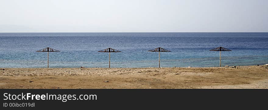 Parasol on beach, red sea