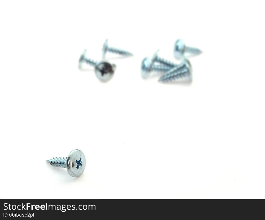 Screws are on white background