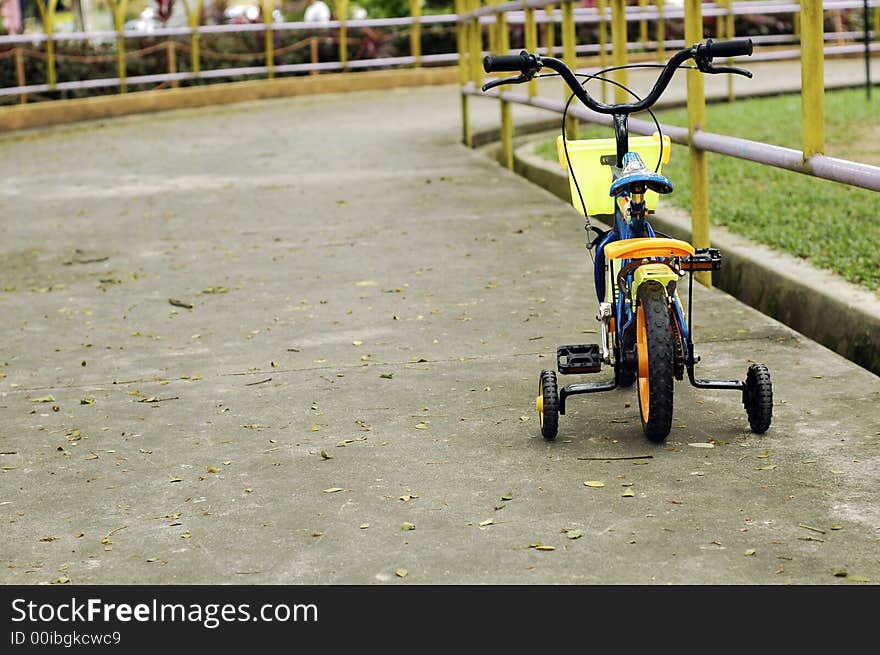 Empty children cycle track at park. Empty children cycle track at park