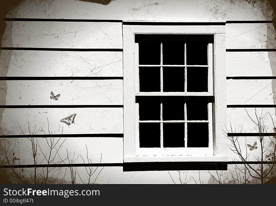 Close-up of an old window with grunge affect