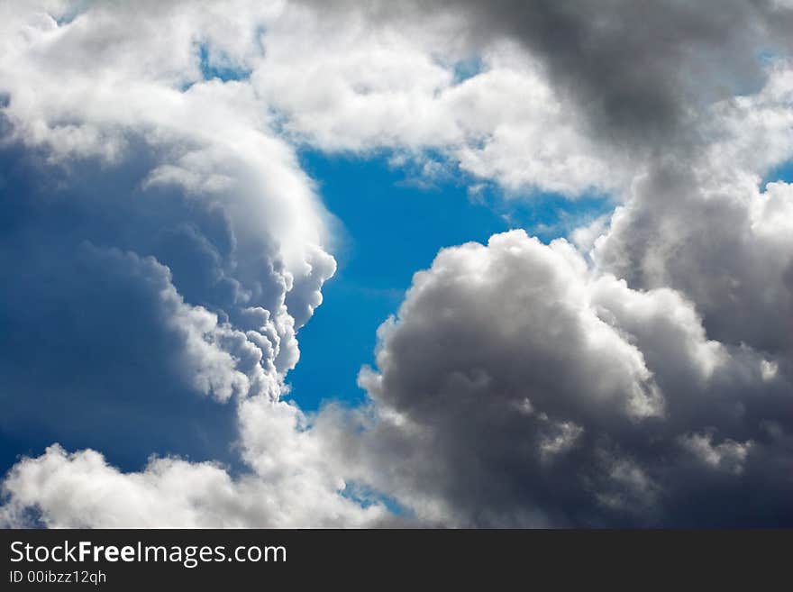 Large cumulus clouds in the blue sky. Large cumulus clouds in the blue sky