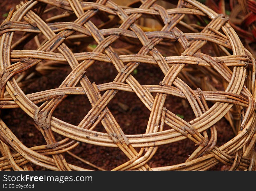 Rattan basket in the garden