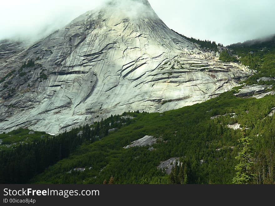 Weathered rock mountaintop in British Columbia, Canada