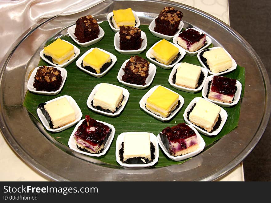 Plates of cakes on the table