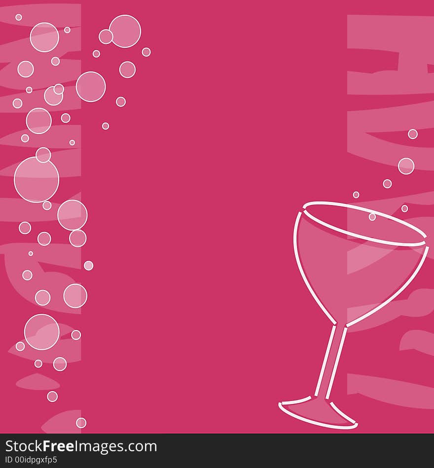 Banner with wineglass and bubbles. Banner with wineglass and bubbles