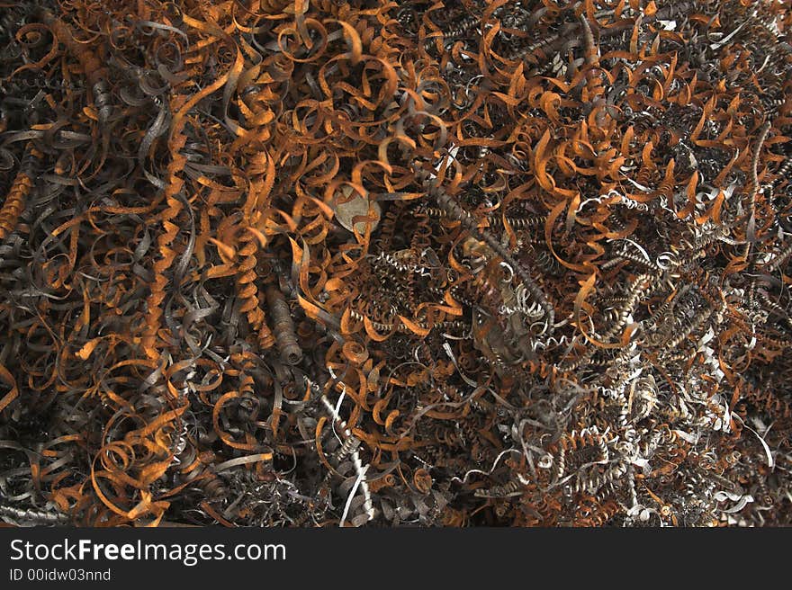 Metal shavings found in a scrapyard. Metal shavings found in a scrapyard