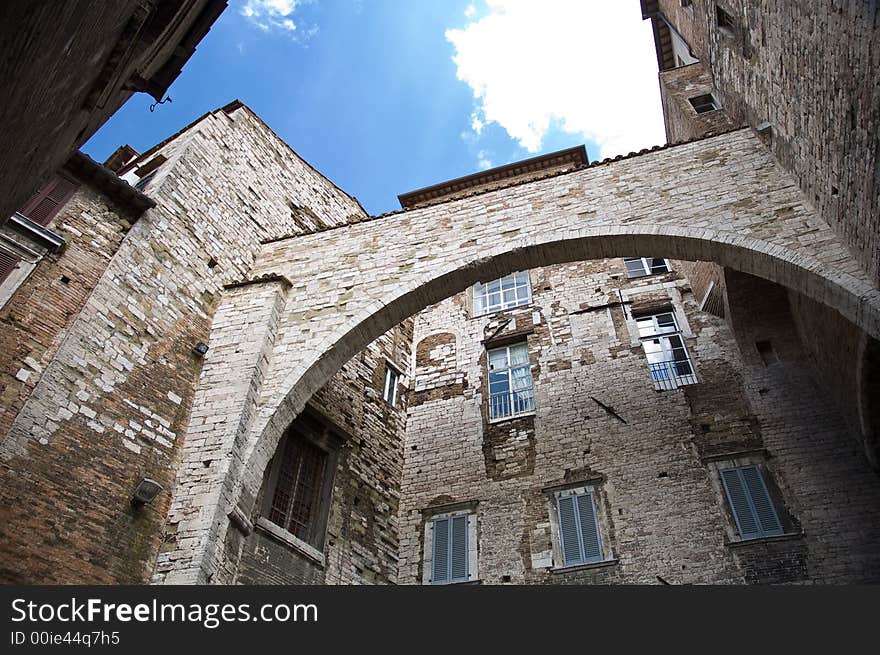 A bottom-top view of Perugia architecture