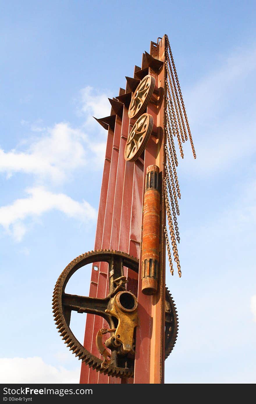 Strange rusty metal construction on a background of the blue sky. Strange rusty metal construction on a background of the blue sky