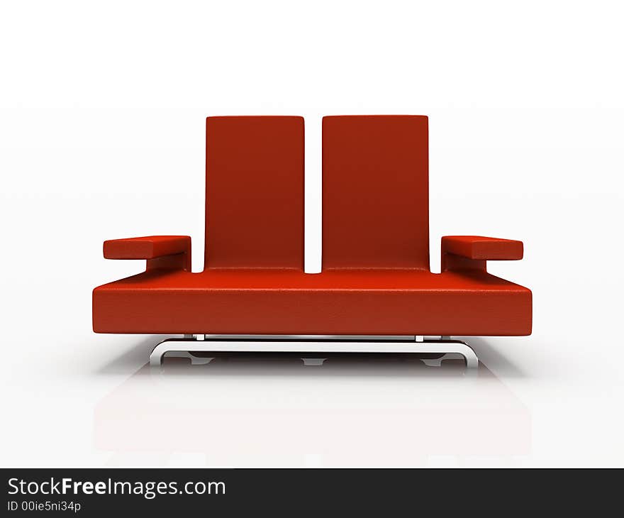 Red sofa on white background. Red sofa on white background