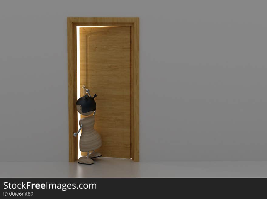 Girl open door